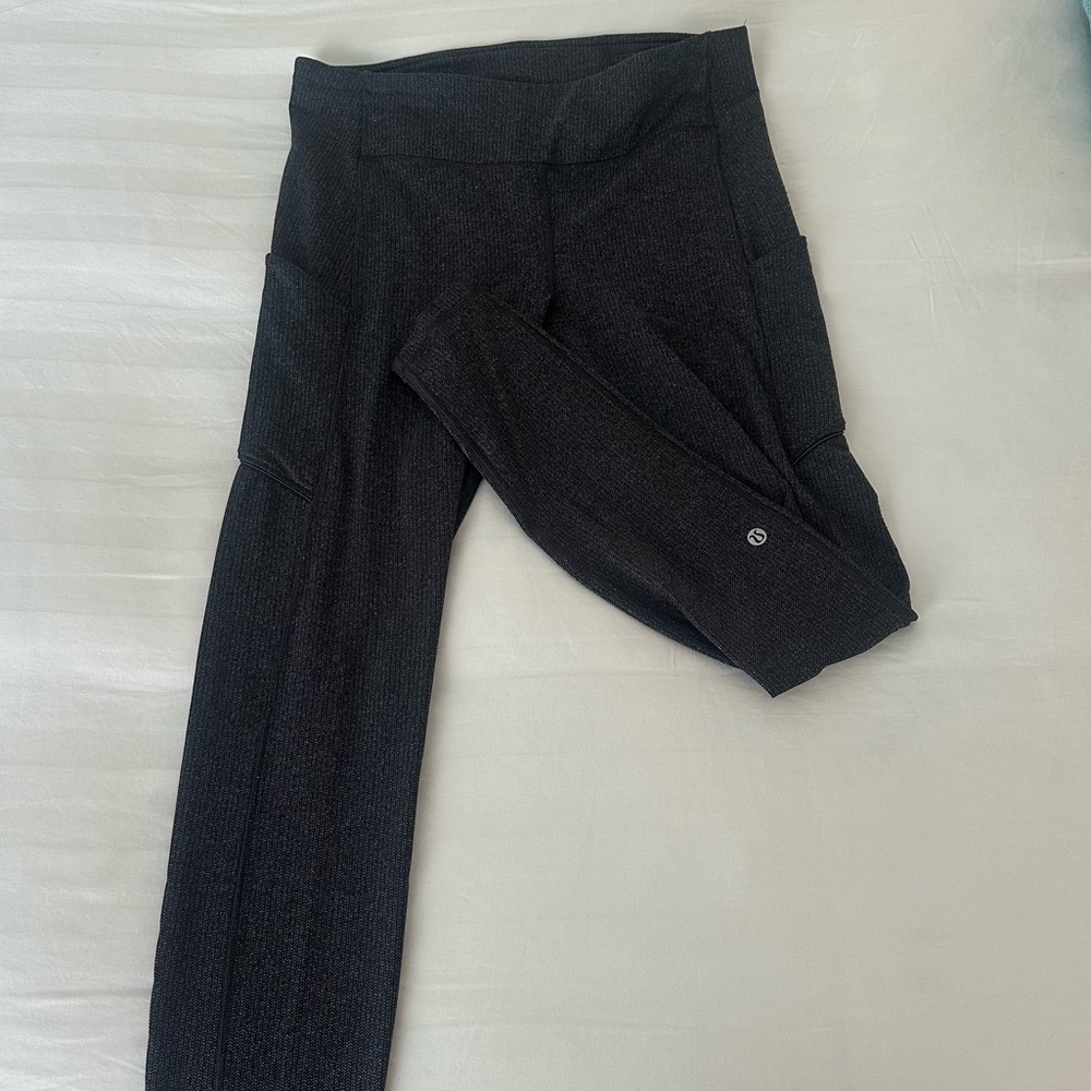 Lululemon Athletica dark grey/heathered Leggings with pockets and drawstring